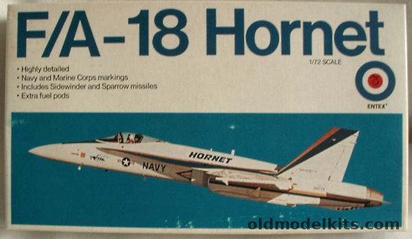 Entex 1/72 F-18 (F/A-18) Hornet - US Navy or Marines Prototype Markings, 8531 plastic model kit